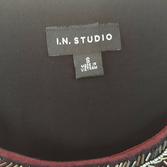 Womens Small Blouse Beaded Red Asymmetric Tiered Tunic Top Sheer Fancy - Picture 5 of 9